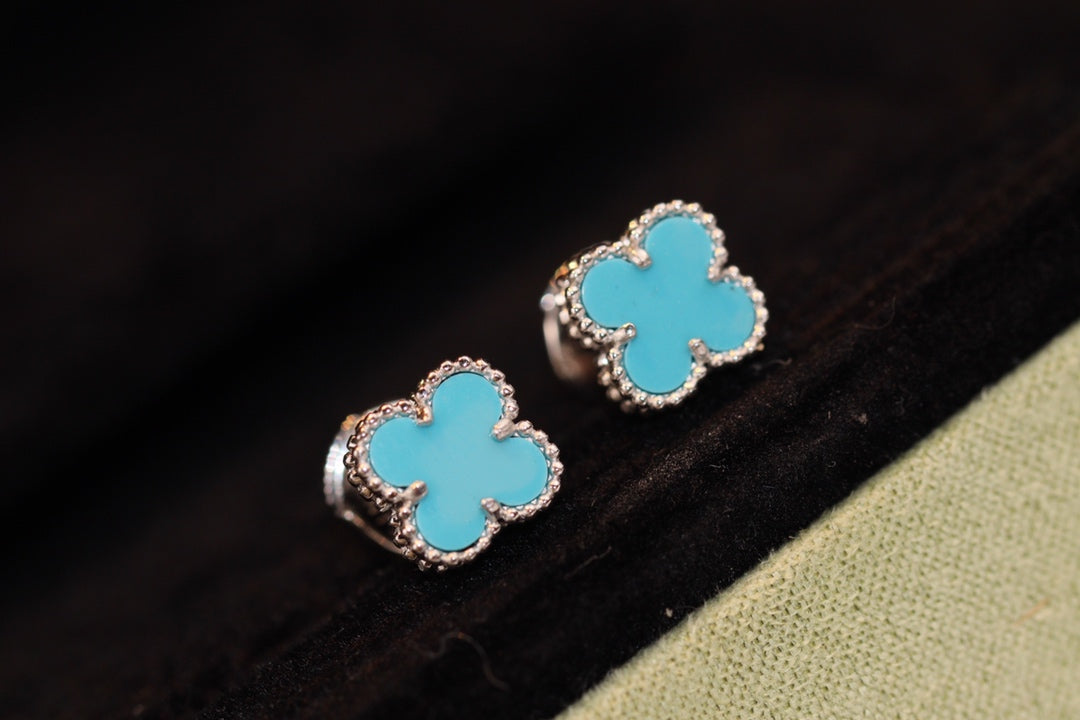 [Glow Muse]CLOVER MINI TURQUOISE SILVER STUD EARRINGS