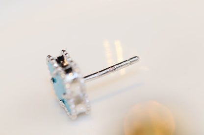 [Glow Muse]CLOVER MINI TURQUOISE SILVER STUD EARRINGS