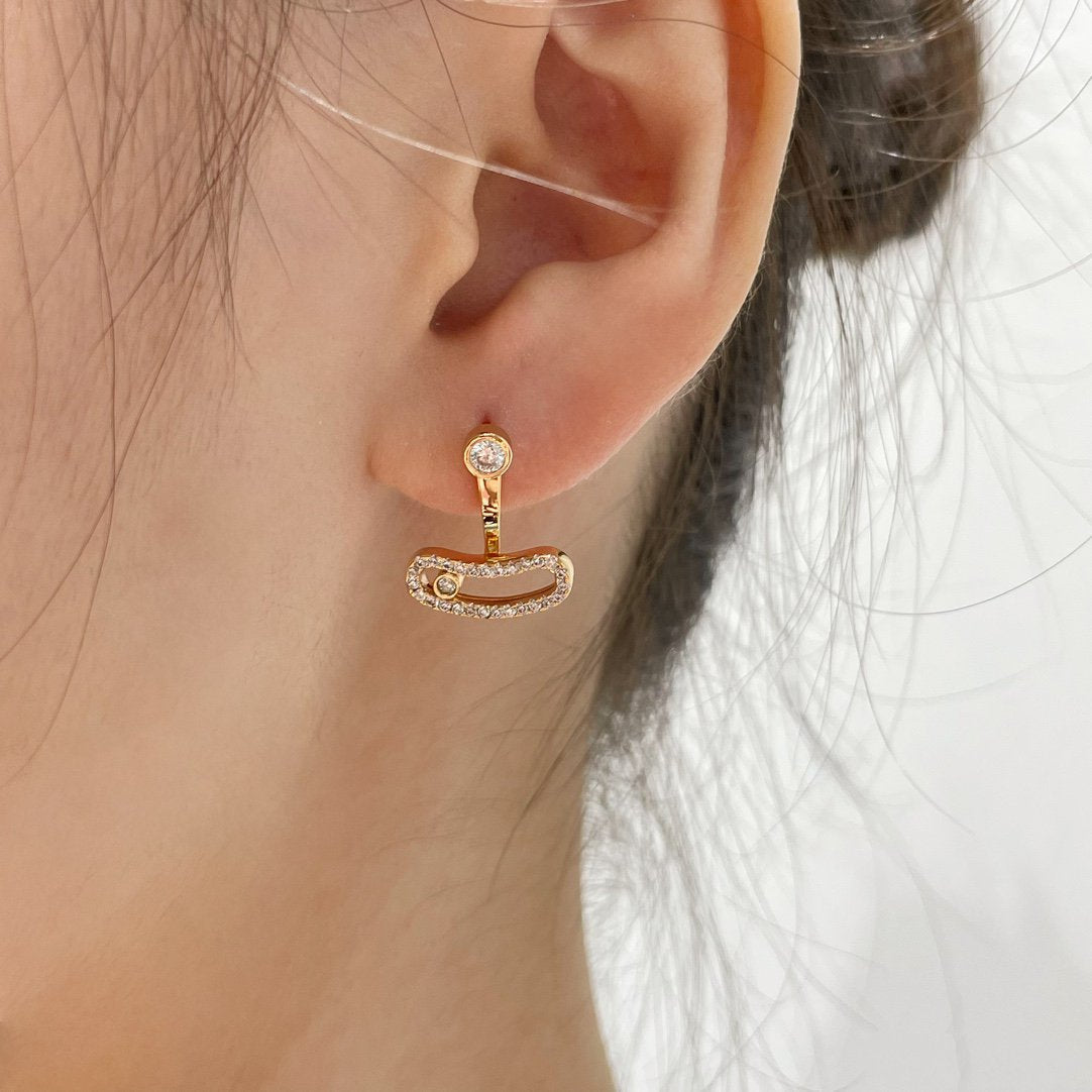 [Glow Muse]MOVE UNO PINK GOLD DIAMOND EARRINGS