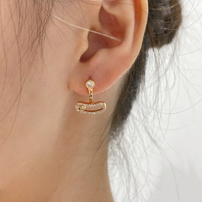 [Glow Muse]MOVE UNO PINK GOLD DIAMOND EARRINGS