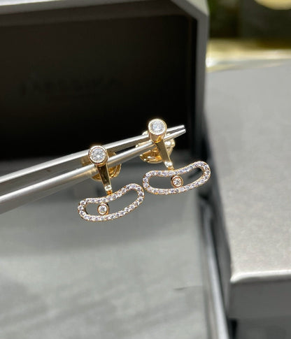 [Glow Muse]MOVE UNO PINK GOLD DIAMOND EARRINGS