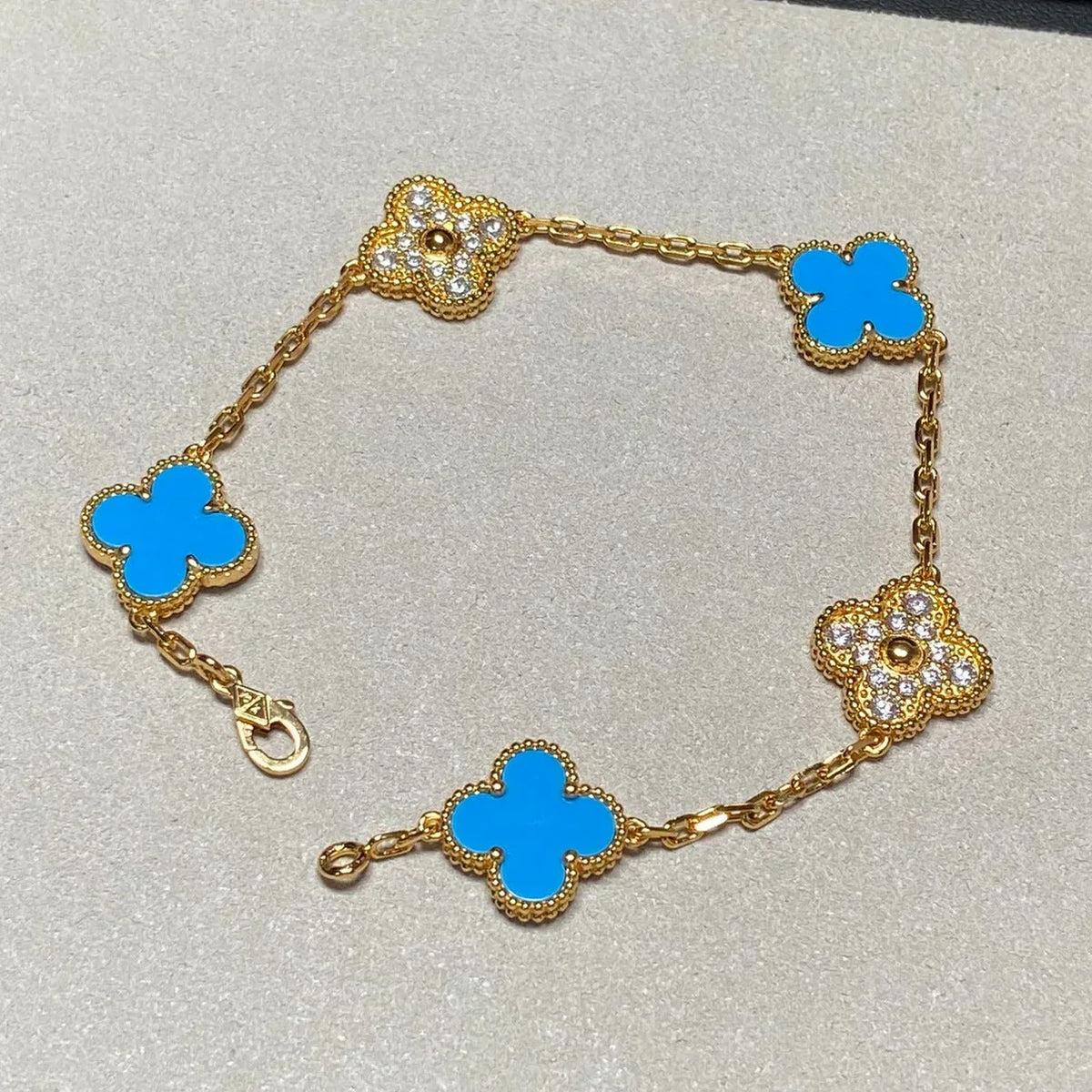 [⭐Glow Muse] CLOVER 5 MOTIF BLUE AGATE BRACELET COLLECTION