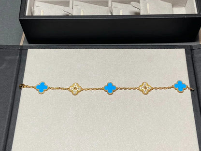 [⭐Glow Muse] CLOVER 5 MOTIF BLUE AGATE BRACELET COLLECTION