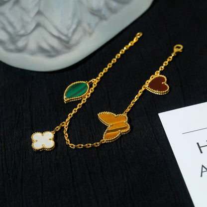 [Glow Muse]LUCKY SPRING 5 MOTIF GOLD BRACELET
