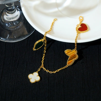 [Glow Muse]LUCKY SPRING 5 MOTIF GOLD BRACELET