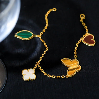 [Glow Muse]LUCKY SPRING 5 MOTIF GOLD BRACELET