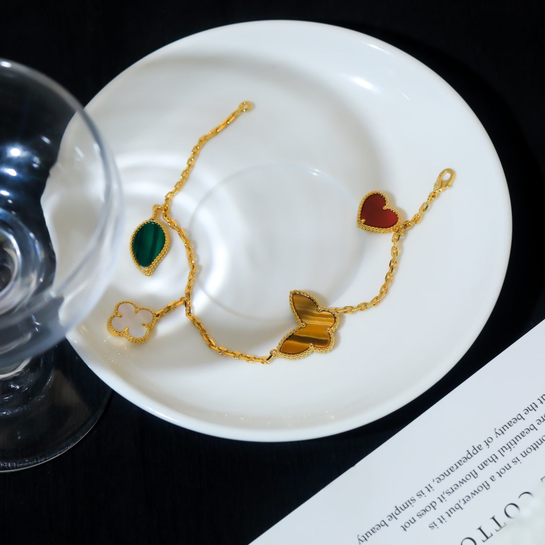 [Glow Muse]LUCKY SPRING 5 MOTIF GOLD BRACELET