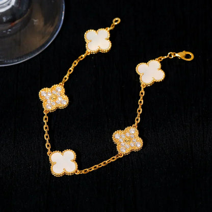 [⭐Glow Muse]CLOVER WHITE PEARL MOP 5 MOTIF BRACELET COLLECTION