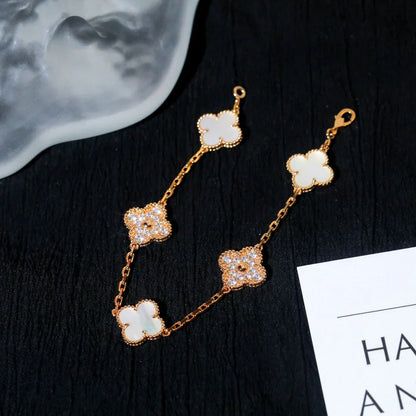 [⭐Glow Muse]CLOVER WHITE PEARL MOP 5 MOTIF BRACELET COLLECTION