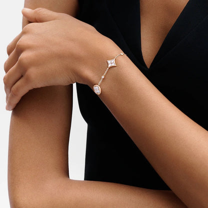[Glow Muse]STAR AND SUN 4 MOTIF WHITE MOP PINK GOLD BRACELET