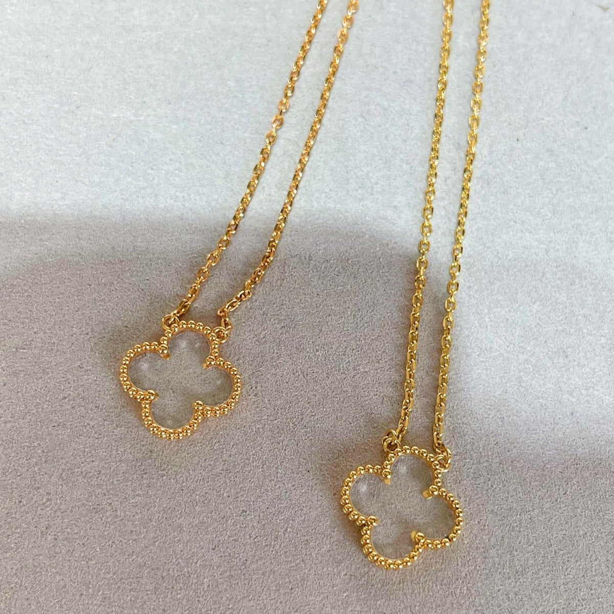 [Glow Muse]CLOVER ROCK CRYSTAL ROSE GOLD NECKLACE