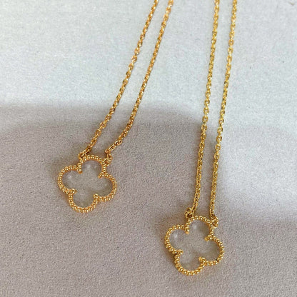 [Glow Muse]CLOVER ROCK CRYSTAL ROSE GOLD NECKLACE