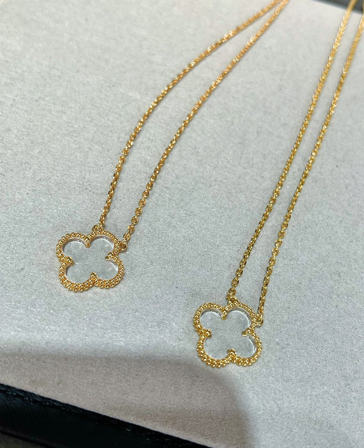 [Glow Muse]CLOVER ROCK CRYSTAL ROSE GOLD NECKLACE