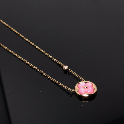 [Glow Muse]COLOR BLOSSOM PINK MOP SUN GOLD NECKLACE