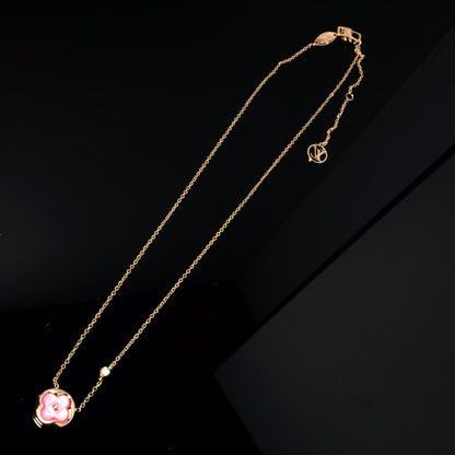 [Glow Muse]COLOR BLOSSOM PINK MOP SUN GOLD NECKLACE
