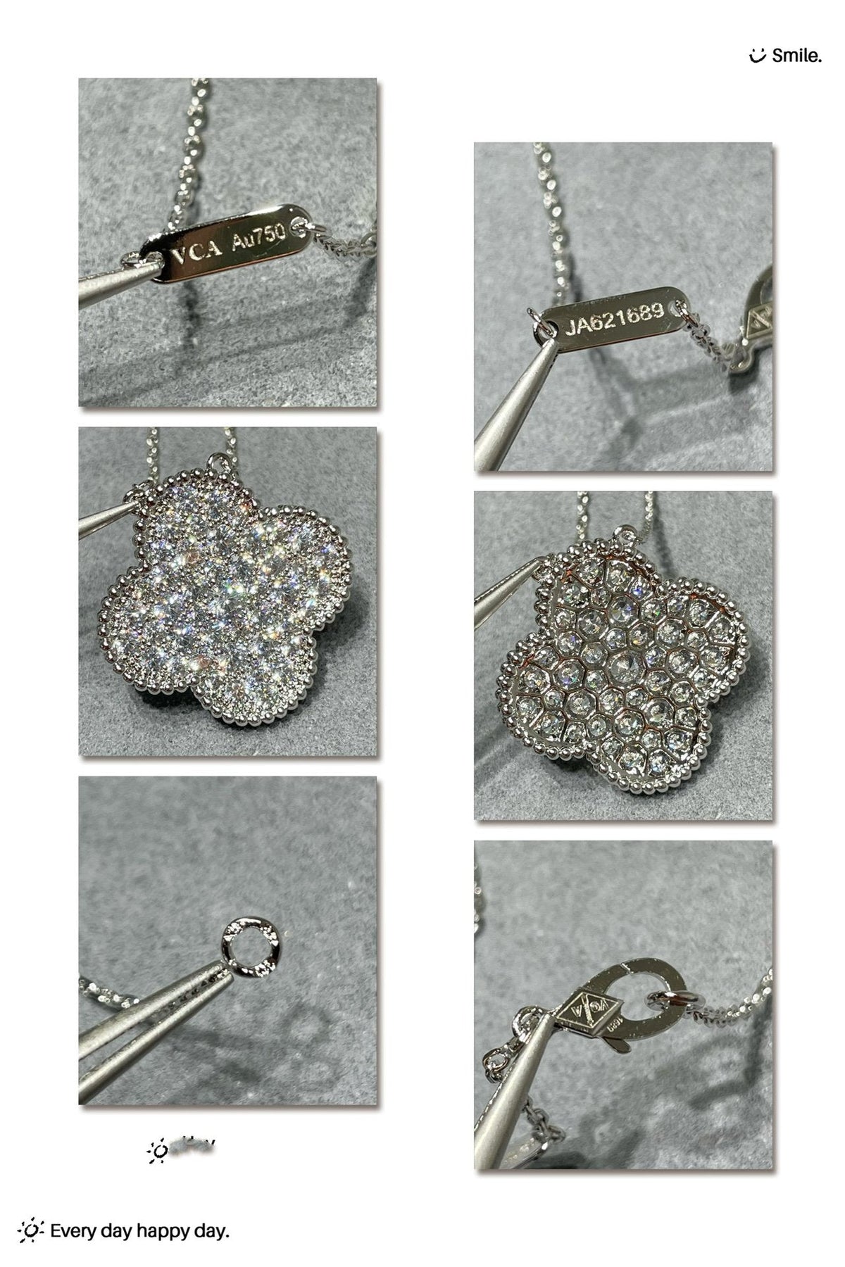 [Glow Muse]CLOVER 25MM LARGE PENDANT DIAMOND PAVED SILVER NECKLACE