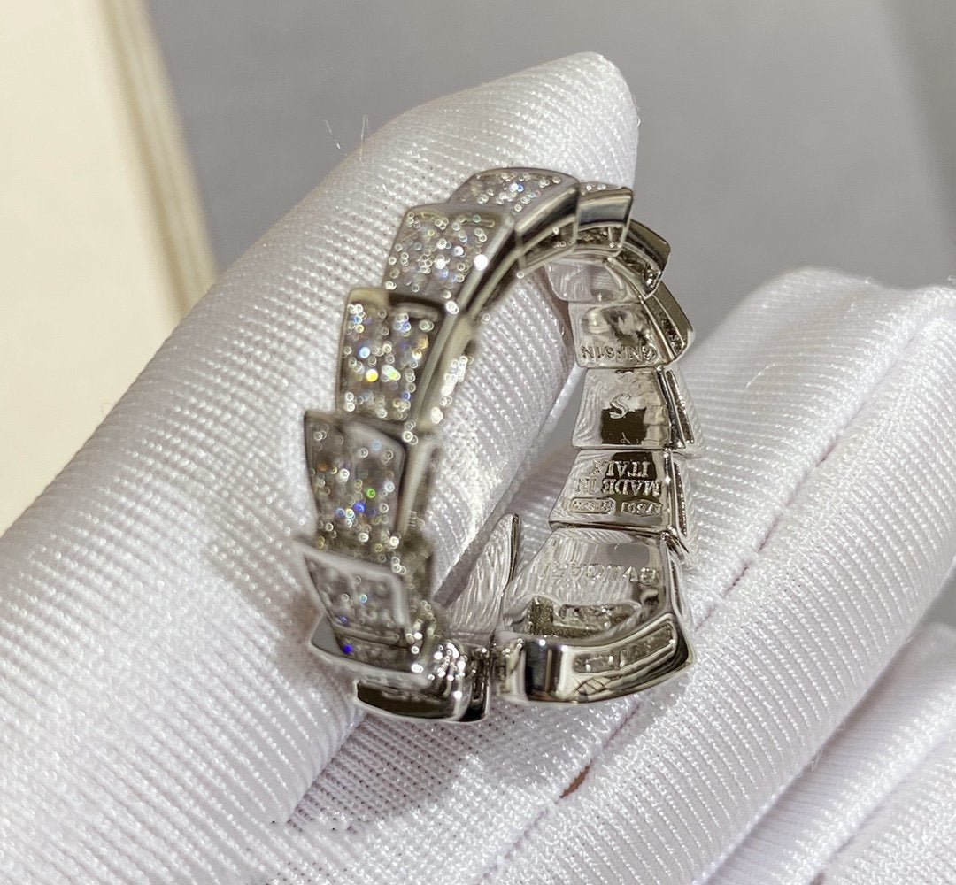 [Glow Muse]SERPENTI LARGE RING SILVER DIAMOND PAVED