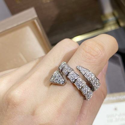[Glow Muse]SERPENTI DOUBLE RING SILVER DIAMOND PAVED