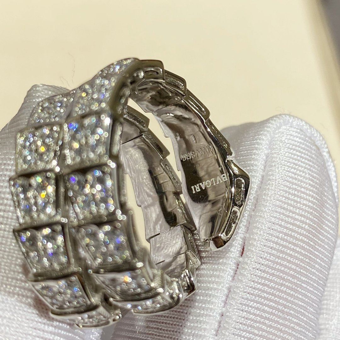 [Glow Muse]SERPENTI DOUBLE RING SILVER DIAMOND PAVED