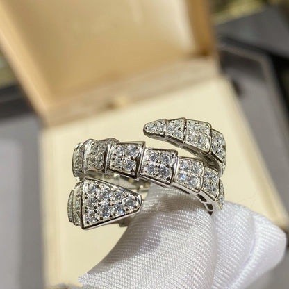 [Glow Muse]SERPENTI DOUBLE RING SILVER DIAMOND PAVED