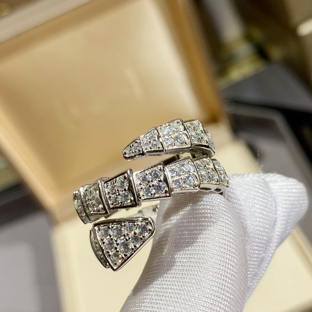 [Glow Muse]SERPENTI DOUBLE RING SILVER DIAMOND PAVED