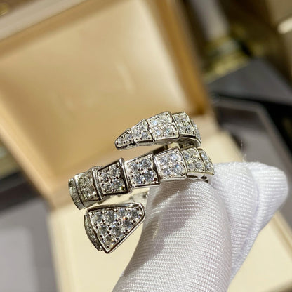 [Glow Muse]SERPENTI DOUBLE RING SILVER DIAMOND PAVED