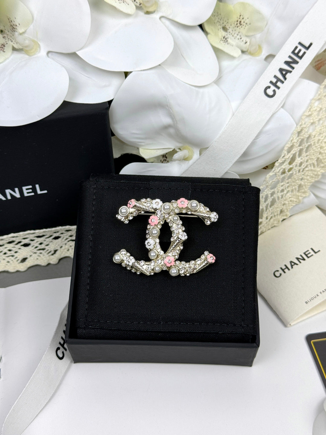 [Glow Muse]26C Pink-White Enamel Ice Cream Cone Double C Brooch