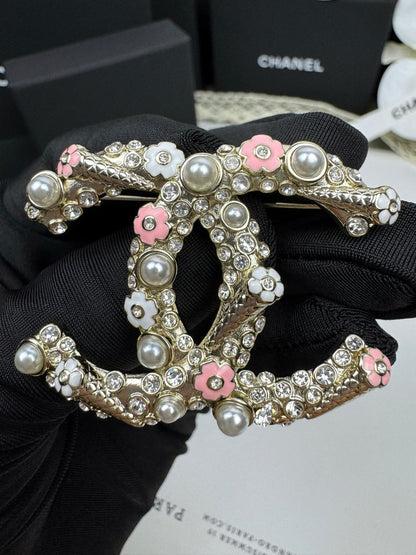 [Glow Muse]26C Pink-White Enamel Ice Cream Cone Double C Brooch