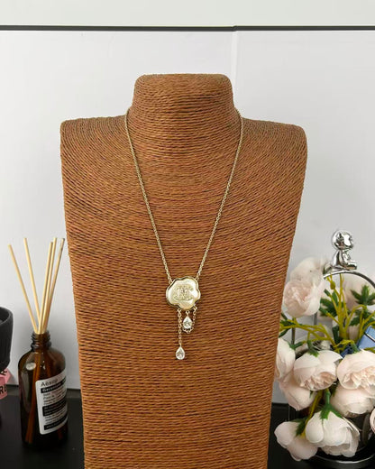 [Glow Muse]Cloud Pearl Mother-of-Pearl Diamond Chain Pendant Necklace