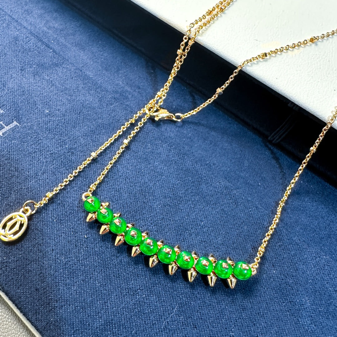 [Glow Muse]New Arrival: Green Bead Rivet Necklace
