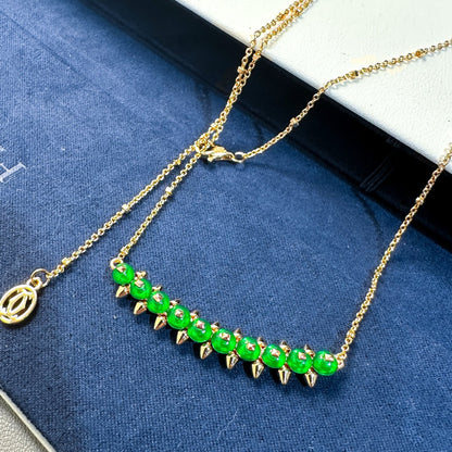 [Glow Muse]New Arrival: Green Bead Rivet Necklace