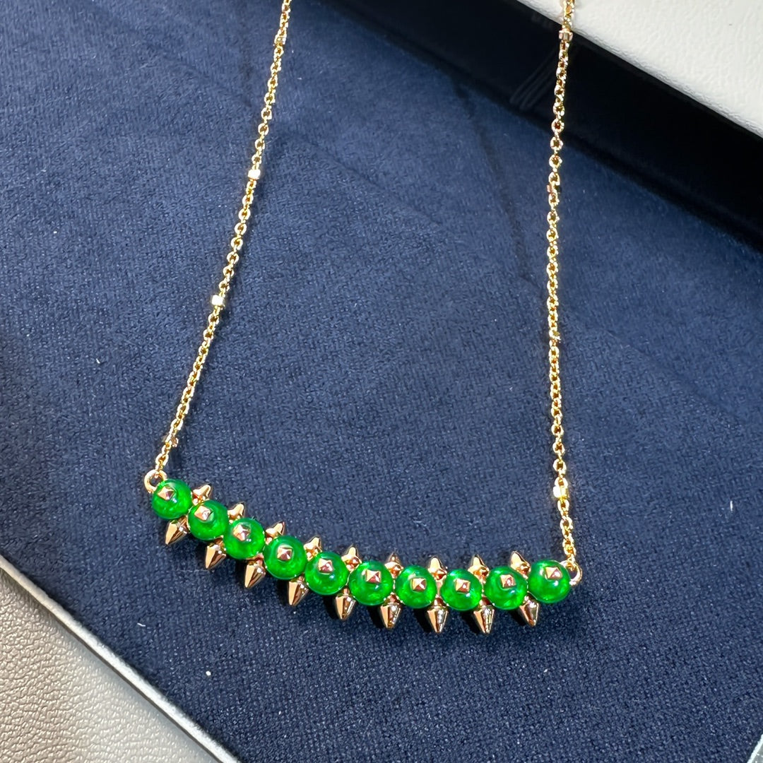 [Glow Muse]New Arrival: Green Bead Rivet Necklace