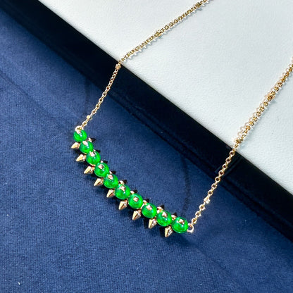 [Glow Muse]New Arrival: Green Bead Rivet Necklace