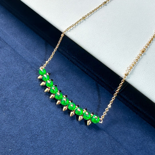 [Glow Muse]New Arrival: Green Bead Rivet Necklace