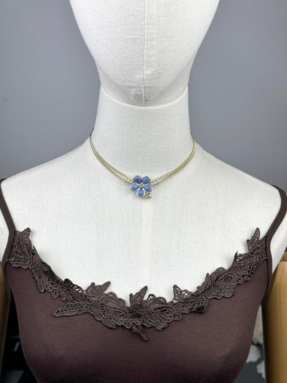 [Glow Muse]New Blue Floral Double-Layer Necklace