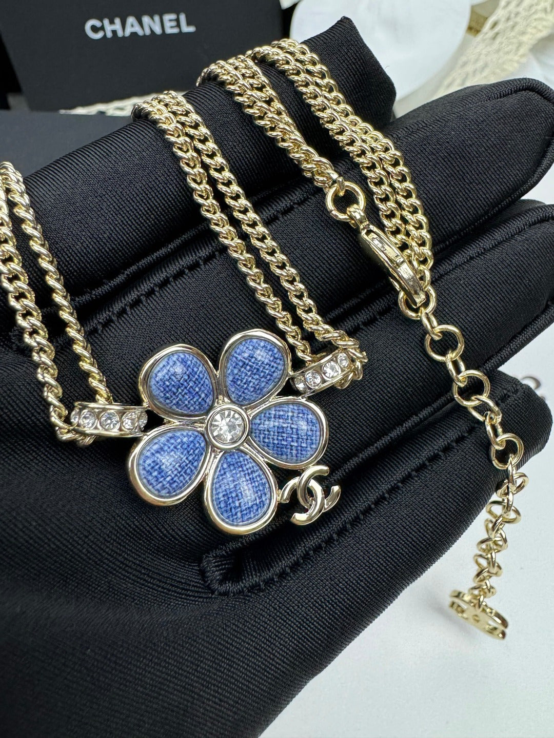 [Glow Muse]New Blue Floral Double-Layer Necklace