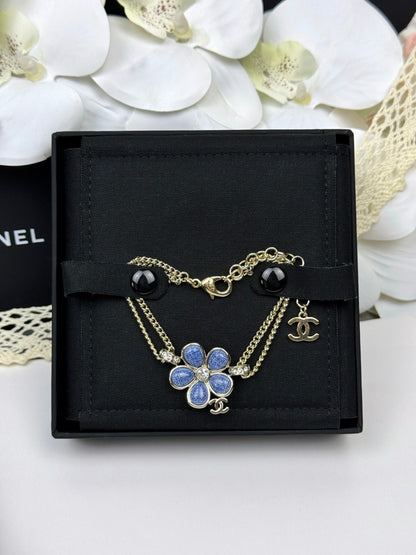 [Glow Muse]VOLTE New Blue Floral Double-Layer Bracelet