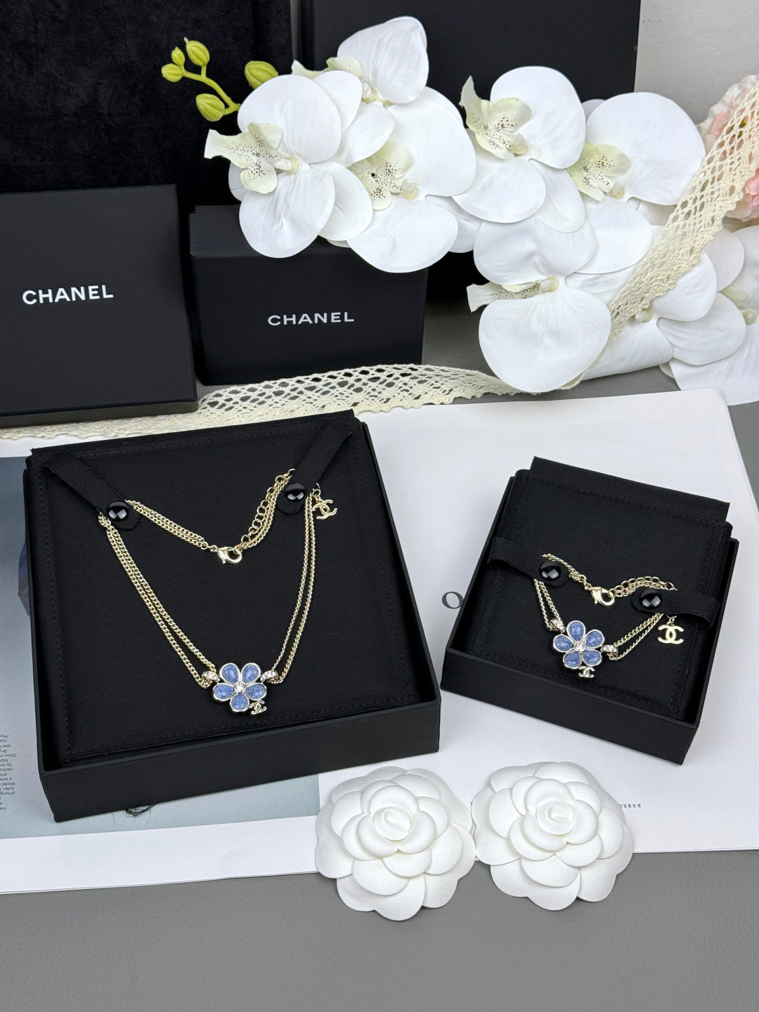 [Glow Muse]VOLTE New Blue Floral Double-Layer Bracelet