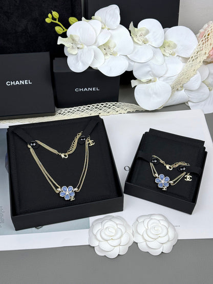 [Glow Muse]VOLTE New Blue Floral Double-Layer Bracelet