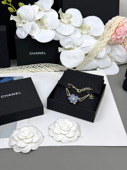 [Glow Muse]VOLTE New Blue Floral Double-Layer Bracelet