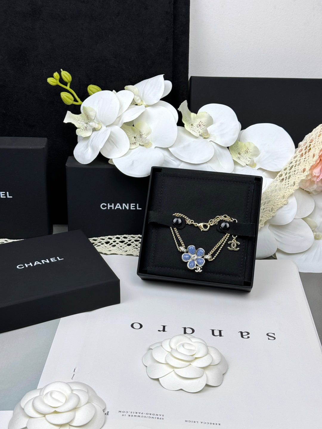 [Glow Muse]VOLTE New Blue Floral Double-Layer Bracelet