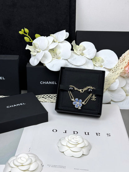 [Glow Muse]VOLTE New Blue Floral Double-Layer Bracelet