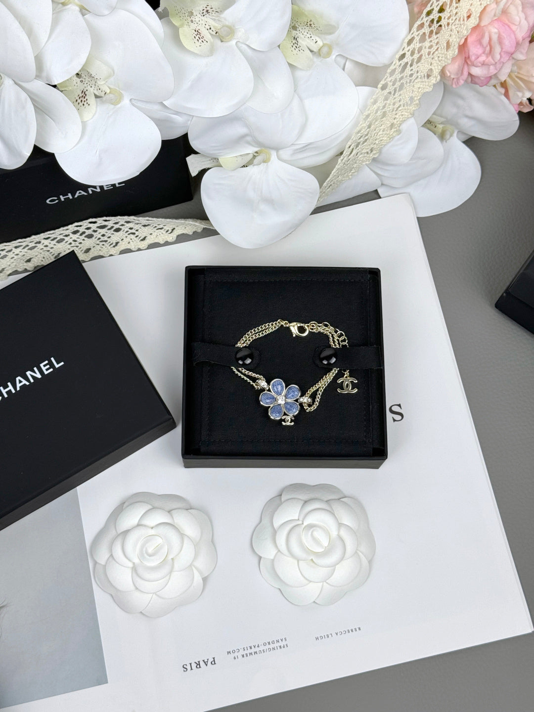 [Glow Muse]VOLTE New Blue Floral Double-Layer Bracelet