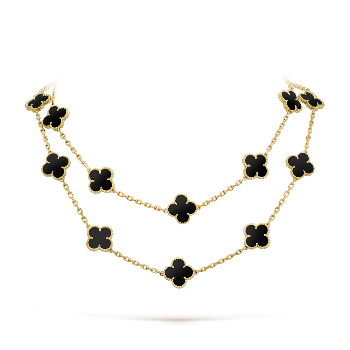 [Glow Muse]CLOVER 20 MOTIFS ONYX NECKLACE
