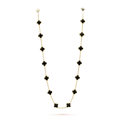 [Glow Muse]CLOVER 20 MOTIFS ONYX NECKLACE