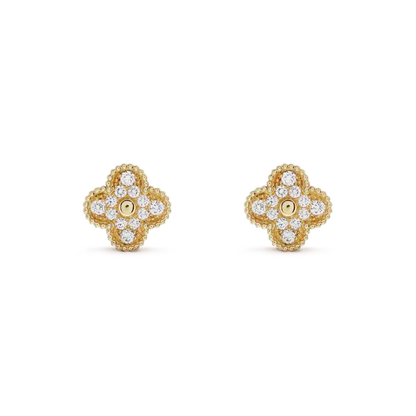 [Glow Muse]CLOVER MEDIUM 1 MOTIFS FUll DIAMOND EARRINGS