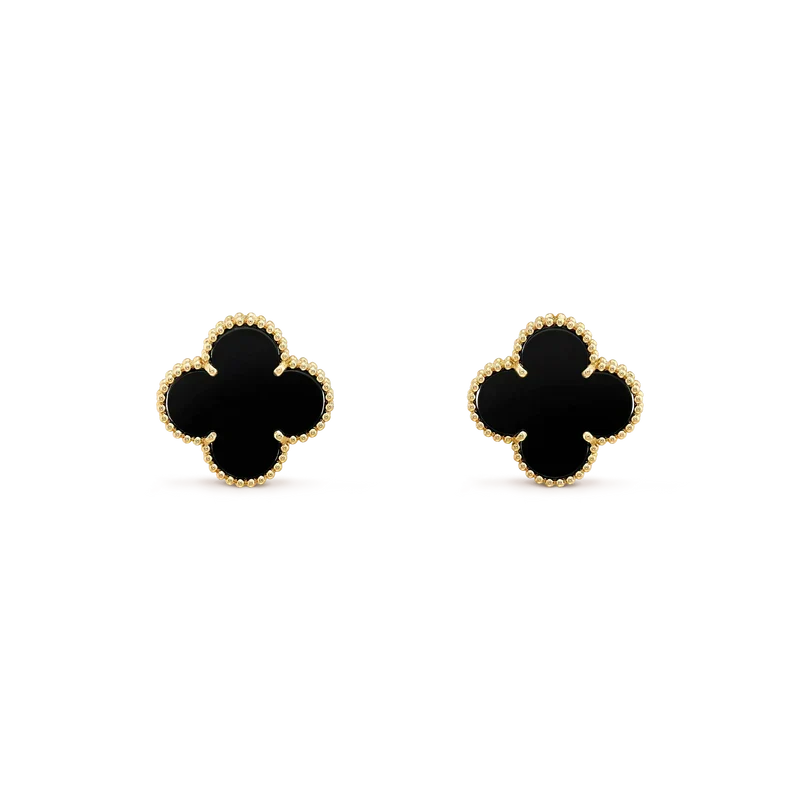 [Glow Muse]CLOVER MEDIUM 1 MOTIFS  ONYX STUD EARRINGS