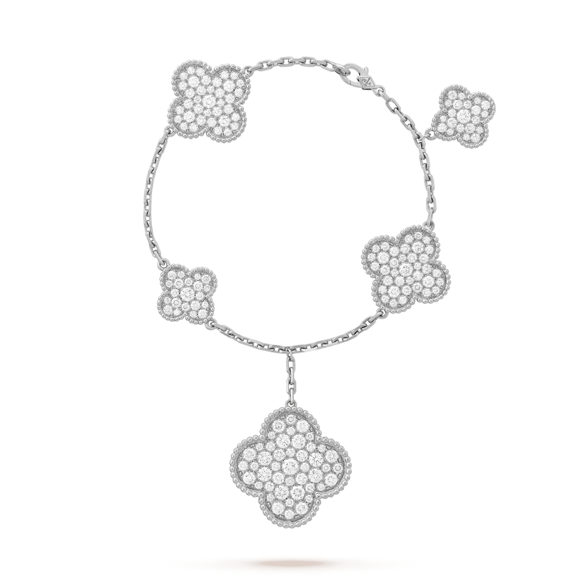 [Glow Muse]CLOVER 6 MOTIFS SILVER DIAMOND BRACELET