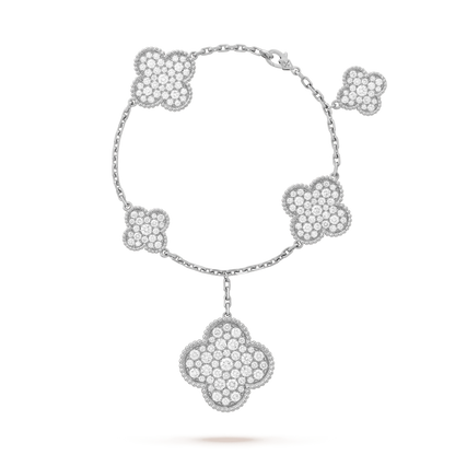 [Glow Muse]CLOVER 6 MOTIFS SILVER DIAMOND BRACELET
