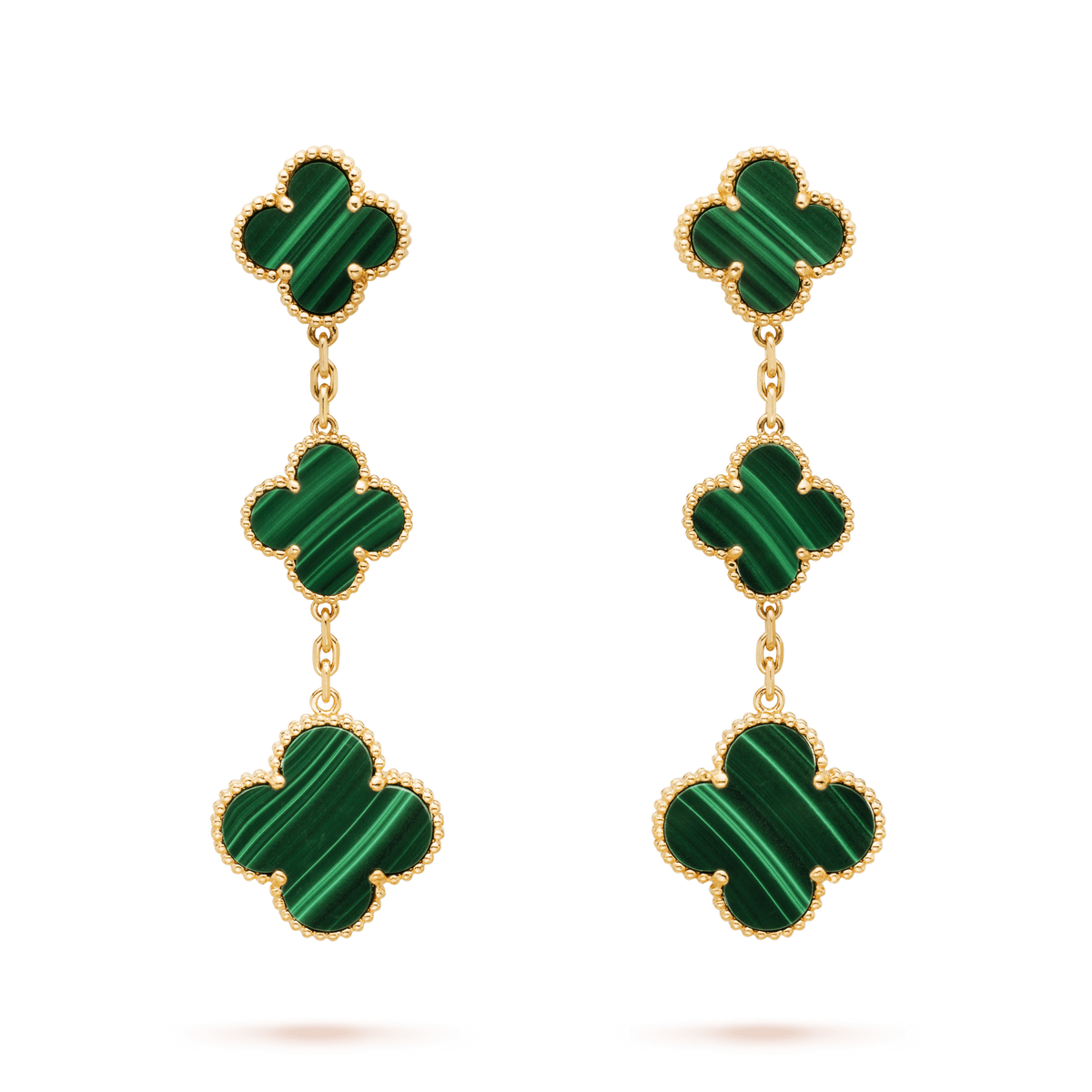 [Glow Muse]CLOVER MALACHITE 3 MOTIFS GOLD